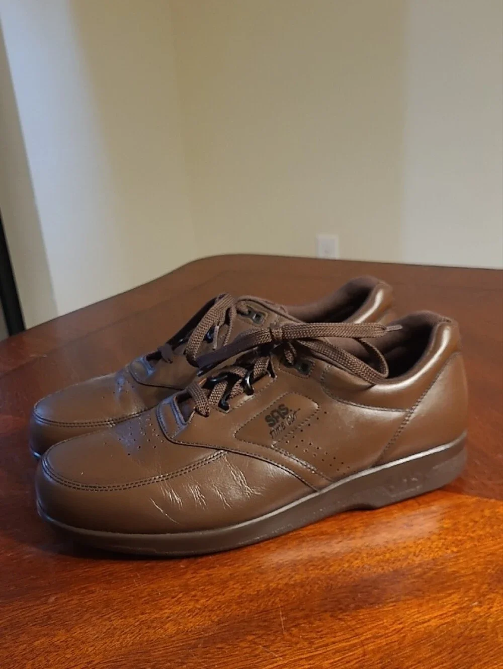 SAS Men's Time-out Leather Brown Lace-Up Comfort Walking Sneakers 11.5 EUC